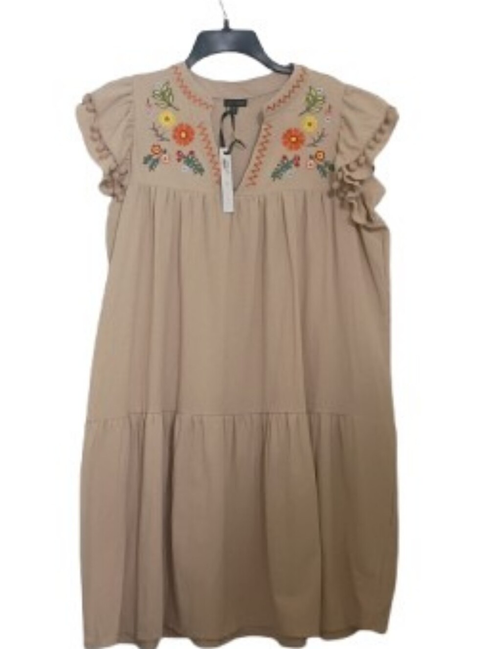 Coco + Carmen Boho Floral Embroidered V-Neck Pom Pom Freya Tier Dress L/XL New! - Picture 3 of 12